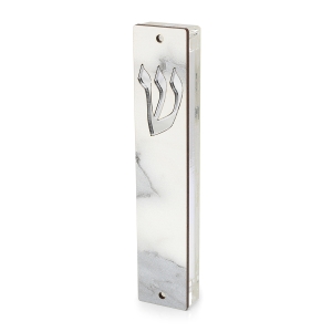 Lily Art Light Marble Design Acrylic Mezuzah Case with Shin