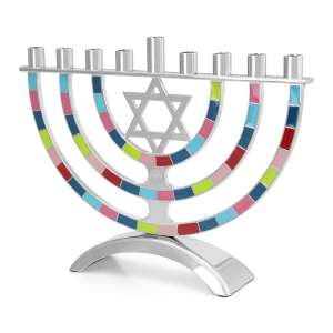 Colorful & Modern Star of David Hanukkah Menorah 