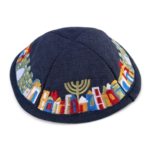 Jerusalem Embroidered Kippah - Choice of Colors