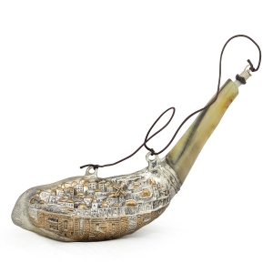 Jerusalem Silver-Plated Anointing Oil Ram’s Shofar