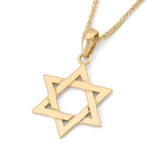 Bold 14K Yellow Gold Interwoven Star of David Pendant