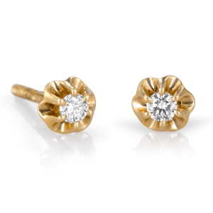 14K Gold Pronged Diamond Stud Earrings (Choice of Color)