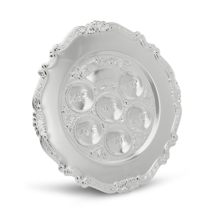 Nickel Seder Plate with Floral Border