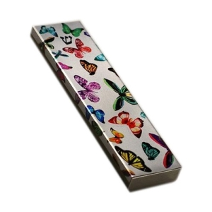 Ofek Wertman Handmade Aluminum Mezuzah Case with Shin – Butterflies 