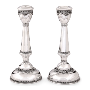 Traditional Yemenite Art Ornate Handcrafted Sterling Silver Shabbat Candlesticks