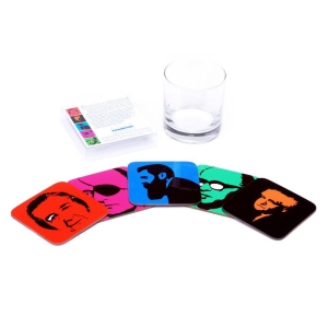 Ofek Wertman Minimalist Pop Art Historical Figures Set of 5 coasters 