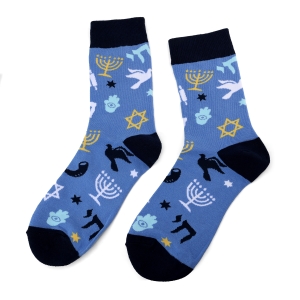 Star of David, Menorah, Chai and Hamsa Socks - Unisex