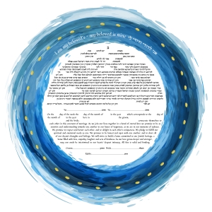 Ruth Rudin Personalized "Flowing Love" in Blue Ketubah