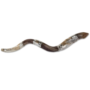 Sterling Silver Plated Yemenite Kudu Shofar - Chassid Design (Choice of Sizes)