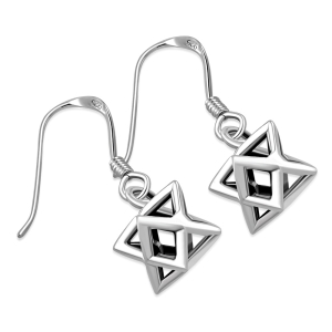 Sterling Silver Merkaba Star of David Kabbalah Earrings