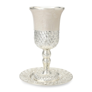 Royal Cream Enamel Kiddush Cup Set