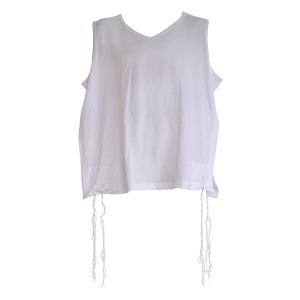 Boys White Cotton Undershirt Tzitzit Jerusalem - Mehadrin
