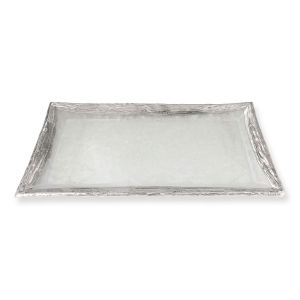 Handcrafted Sterling Silver-Plated Glass Candlesticks Tray (Color Option)