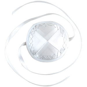 White Satin Baby's Kippah With Silver Design