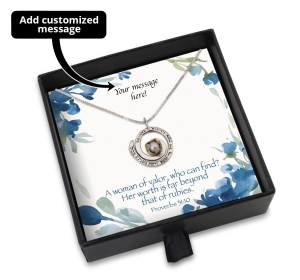 Woman of Valor Gift Box With Sterling Silver & Pearl Woman of Valor Necklace - Add a Personalized Message For Someone Special