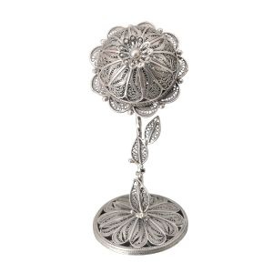 Flower-Shaped Besamim Spice Box, Sterling Silver