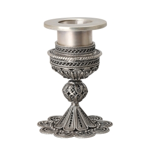 Eastern Sterling Silver Havdalah Candle Holder With Filigree Design