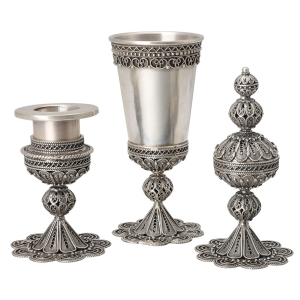 Eastern Sterling Silver Havdalah Set With Filigree Design