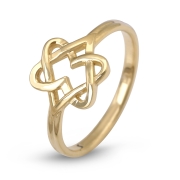 14K Gold Contemporary Star of David Hearts Ring