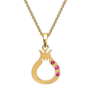18K Gold Pomegranate Pendant Necklace With Burmese Ruby Stones (Choice of Color)