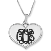 925 Sterling Silver Love Heart Necklace with Monogram Engraving