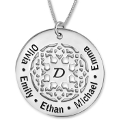 Sterling Silver Mother's Mandala Pattern Name Necklace