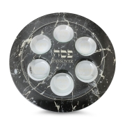 Glass Passover Seder Plate With Dark Marble Design