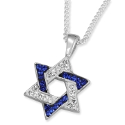 Zircon Stone-Encrusted 925 Sterling Silver Star of David Pendant Necklace