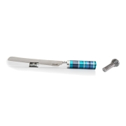 Yair Emanuel Colorful Rings Challah Knife With Mini Salt Shaker (Choice of Colors)