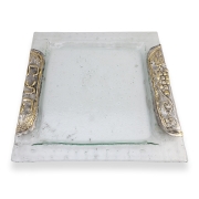 Handcrafted Sterling Silver-Plated Glass Matzah Plate (Clear)