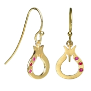 18K Gold Pomegranate Earrings With Burmese Ruby Stones (Choice of Color)