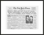Framed New York Times Front Page Reprint – Establishment of Israel (1948)