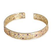 Rafael Jewelry Handcrafted 14K Yellow Gold Filigree Bracelet With Amethyst and Lavender Stones