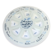 Glass Rosh Hashanah Seder Plate - Blessings