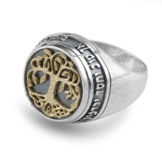 Handmade Sterling Silver and 14K Gold Tree of Life Ring