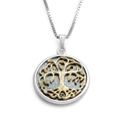 Handcrafted Sterling Silver and 14K Gold Tree of Life Necklace