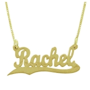  14K Yellow Gold Double Thickness Name Necklace in English - Script with Underline Scroll
