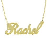  14K Yellow Gold Double Thickness Name Necklace in English - Script