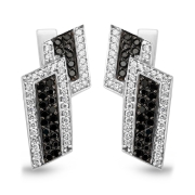 Anbinder 14K White Gold Overlapping Block Earrings with Diamonds