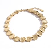 24K Gold Plated Textured Circles Necklace