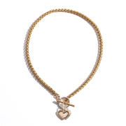Danon Sterling Silver and 24K Gold-Plated Double Heart Necklace