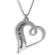Heart Double Name Customizable Necklace (Hebrew/English)