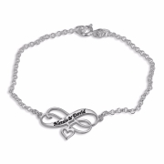 Double Thickness Silver Infinity Personalised Bracelet (English/Hebrew)