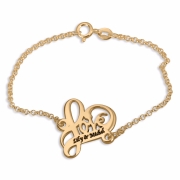 Double Thickness Gold-Plated Personalised Love Script Bracelet