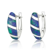 Marina Jewelry 925 Sterling Silver and Eilat Stone Earrings With Striped Design