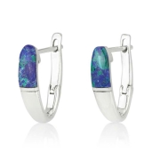 Marina Jewelry 925 Sterling Silver English Lock Earrings With Eilat Stone