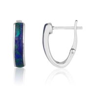 Marina Jewelry Sterling Silver Stylish English Lock Earrings With Eilat Stone