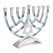 Multicolored Star of David Hanukkah Menorah