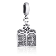 Marina Jewelry Silver Ten Commandments Pendant Charm for Bracelets