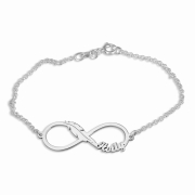 Sterling Silver English / Hebrew Infinity Feather Name Bracelet